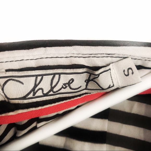 Chloe K Button-Up Black and White Striped Collared Sheer Tank Top - Picture 3 of 3